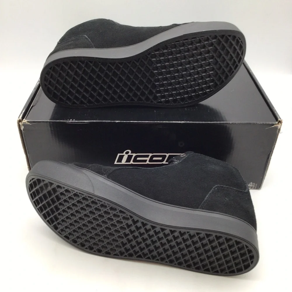 ICON Carga CE Stealth Black Suede Motorcycle Riding Boots Mens Size 11.5 NEW‎